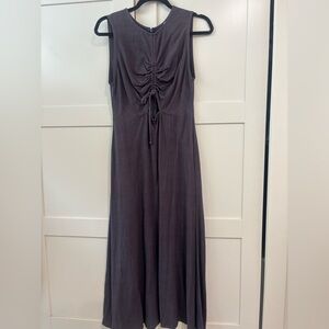 Rachel Pally New Ruched Front Cut-Out Modi Dress - Charcoal Linen, S